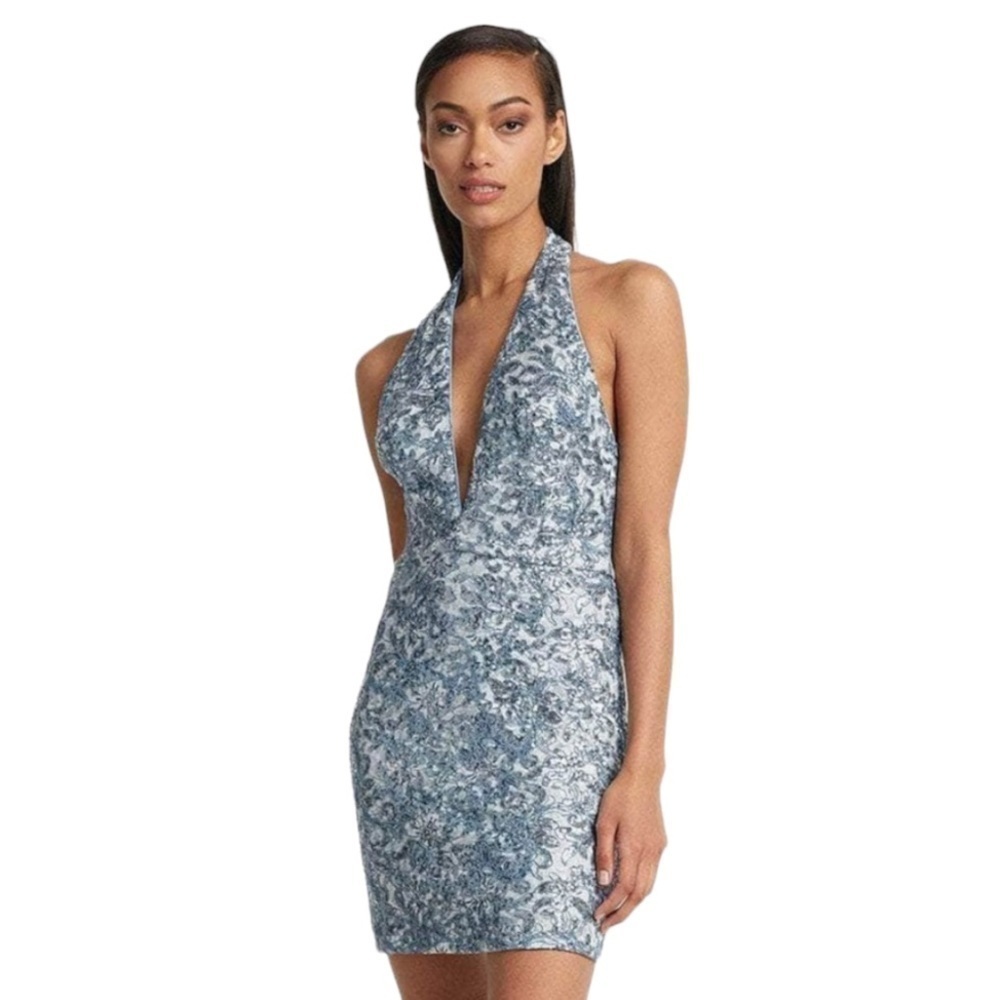 SHO by Tadashi Shoji SBUQ22152S - Open Back Halter Neck Short Dress Sequins